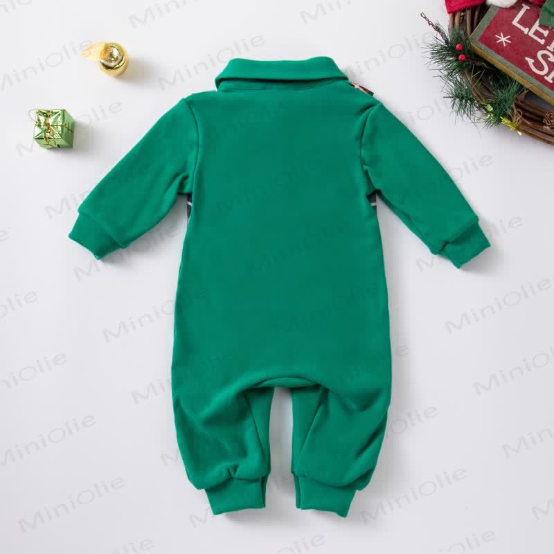 Baby Christmas Plaid Bow Tie Collared Romper - image 2