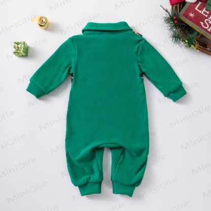Baby Christmas Plaid Bow Tie Collared Romper - image 2