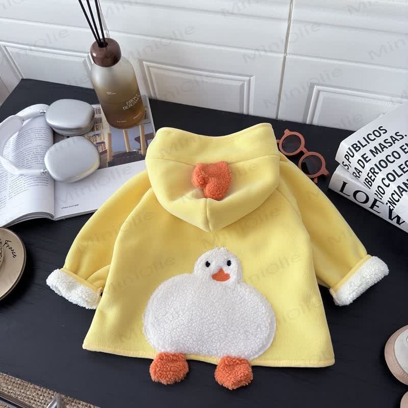 Baby Toddler Animal Plush Hooded Fleece Jacket - Yellow - 6-7T - image 3