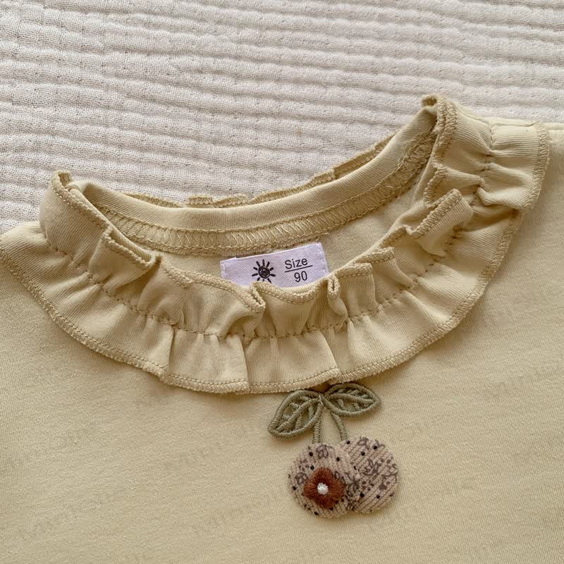 Toddler Girl Cherry Ruffle Collar Long Sleeve Tee - image 8