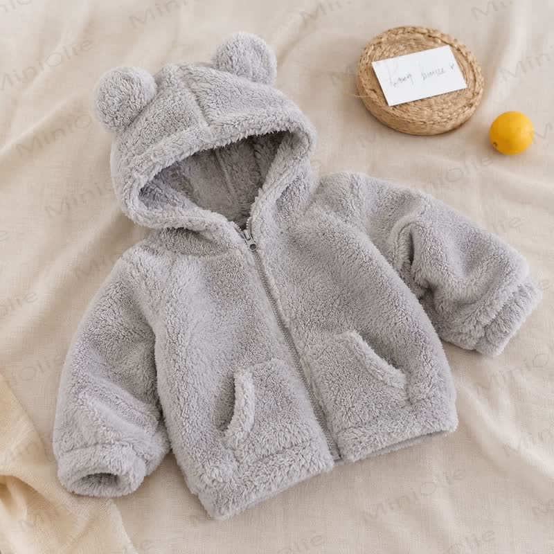 Baby Toddler Bear Ear Sherpa Zip Jacket - Gray - 4-5T - image 8