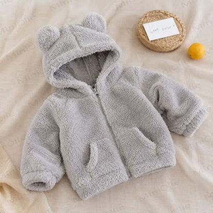 Baby Toddler Bear Ear Sherpa Zip Jacket - Gray - 4-5T - image 8