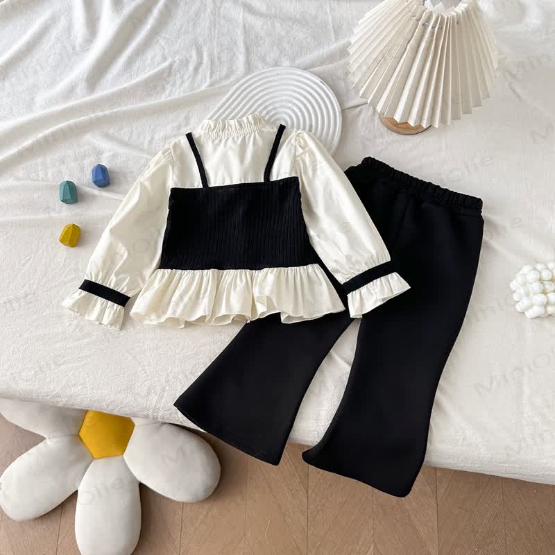 Toddler Girl Ruffle Blouse and Flare Pants 2-piece Set - image 3