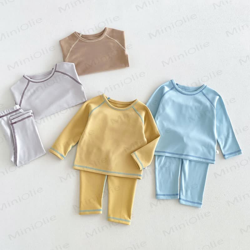 Baby Toddler Contrast Stitch Pajama 2-piece Set - image 1
