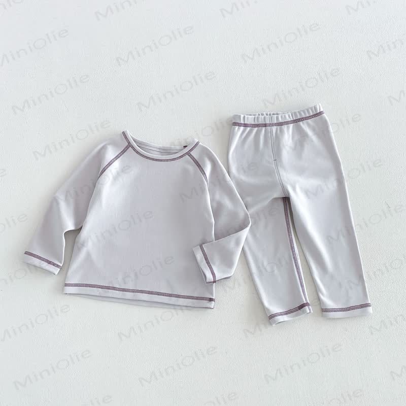 Baby Toddler Contrast Stitch Pajama 2-piece Set - Gray - 6-7T - image 4