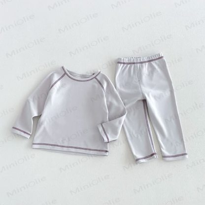 Baby Toddler Contrast Stitch Pajama 2-piece Set - Gray - 6-7T - image 4