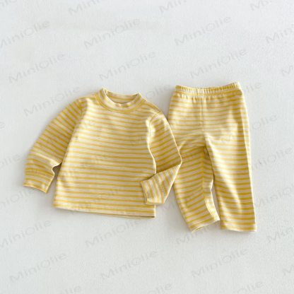 Baby Toddler Striped Top and Pants Lounge 2-piece Set - Yellow - 6-7T - image 3