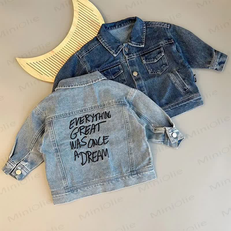 EVERYTHING GREAT WAS ONCE A DREAM Baby Toddler Denim Jacket or Beige Puppy Pants - image 5