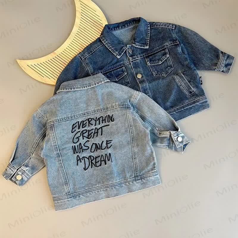 EVERYTHING GREAT WAS ONCE A DREAM Baby Toddler Denim Jacket or Beige Puppy Pants - image 5