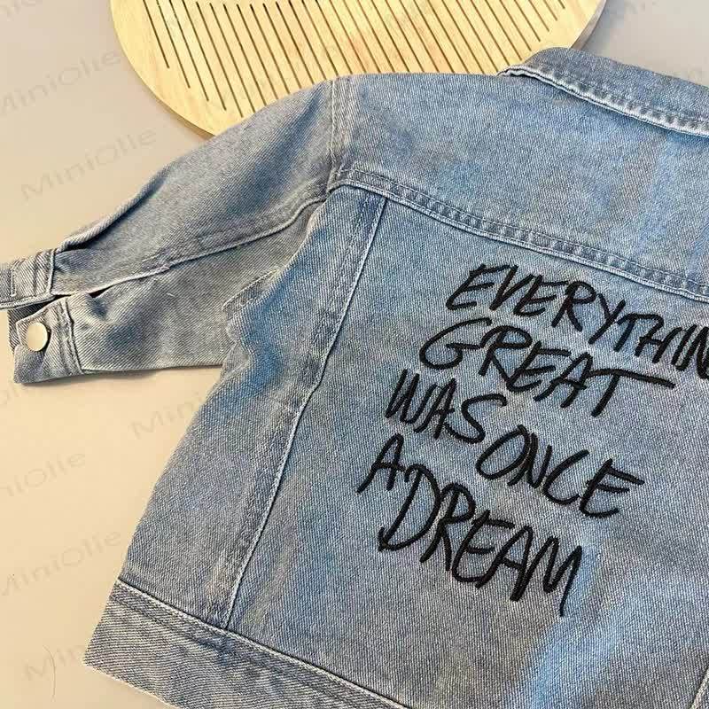 EVERYTHING GREAT WAS ONCE A DREAM Baby Toddler Denim Jacket or Beige Puppy Pants - image 7