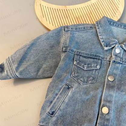 EVERYTHING GREAT WAS ONCE A DREAM Baby Toddler Denim Jacket or Beige Puppy Pants - image 6