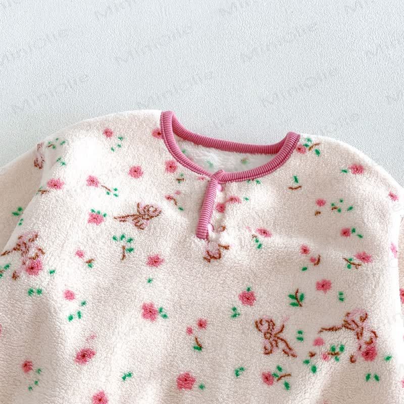 Baby Toddler Animal/Flower Print Plush Loungewear 2-piece Set - image 6