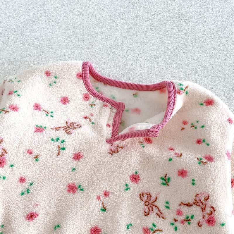 Baby Toddler Animal/Flower Print Plush Loungewear 2-piece Set - image 7