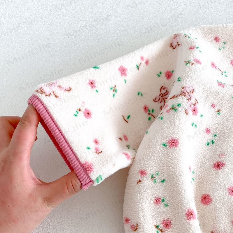 Baby Toddler Animal/Flower Print Plush Loungewear 2-piece Set - image 8