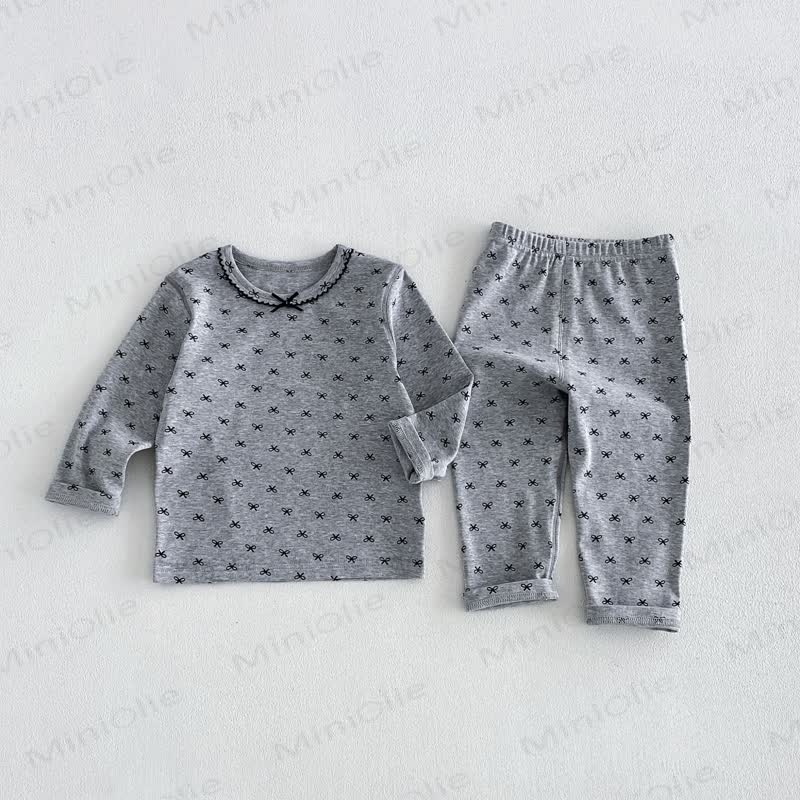 Baby Toddler Girl Cozy Floral Pajama 2-piece Set - Gray - 6-7T - image 2