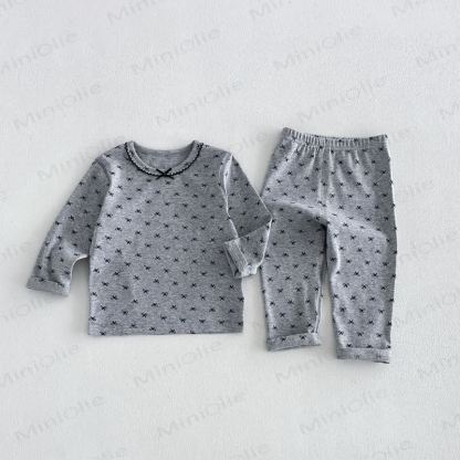 Baby Toddler Girl Cozy Floral Pajama 2-piece Set - Gray - 6-7T - image 2