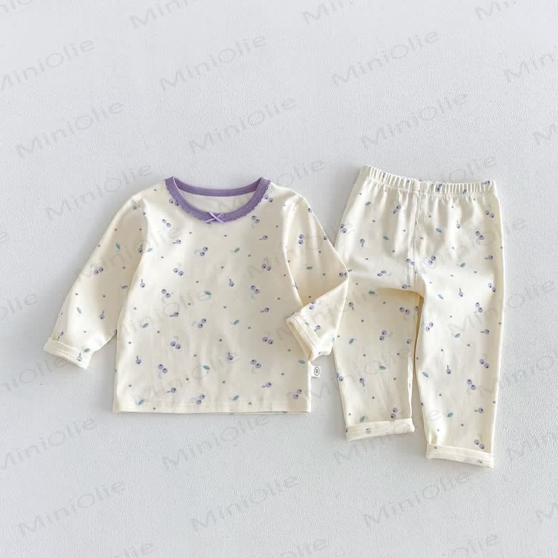 Baby Toddler Girl Cozy Floral Pajama 2-piece Set - Purple - 6-7T - image 3