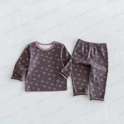 Baby Toddler Girl Cozy Floral Pajama 2-piece Set - Brown - 6-7T - image 4