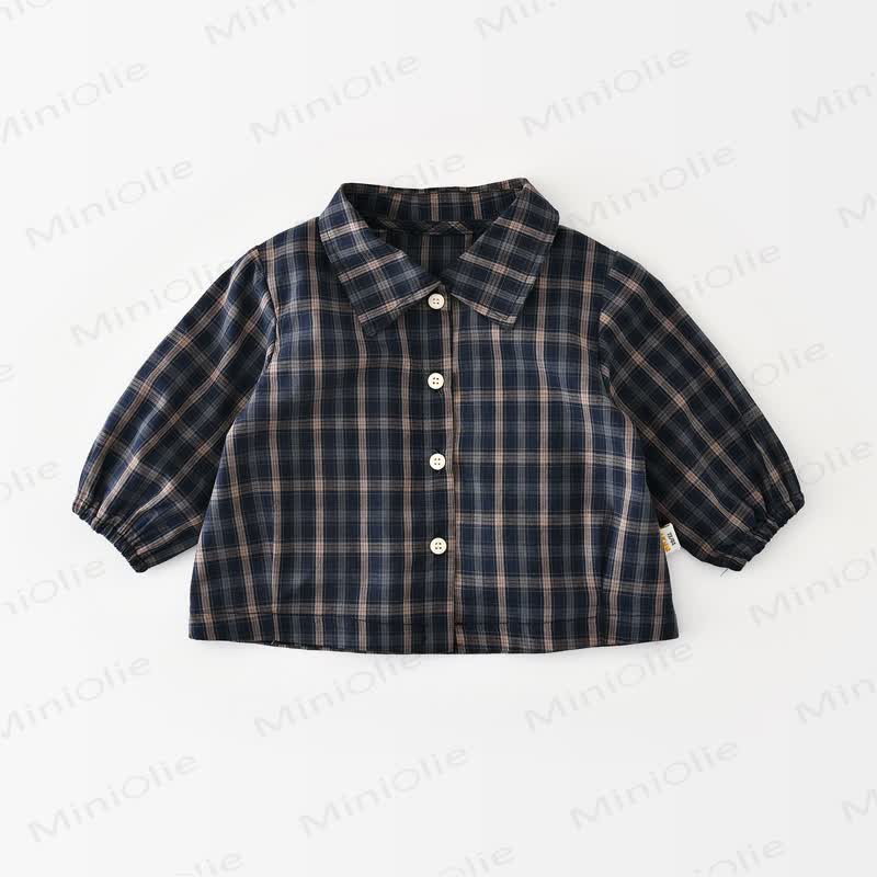 Baby Toddler Navy Plaid Shirt or Bear Patch Overalls - Navy - 4-5T - image 3