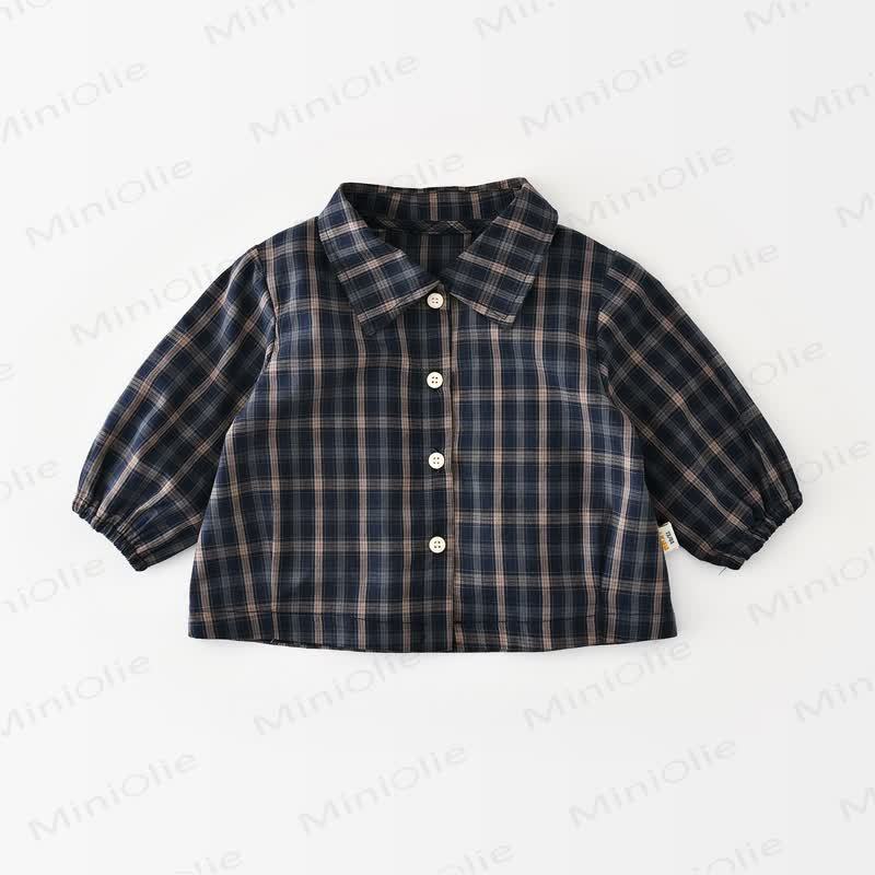 Baby Toddler Navy Plaid Shirt or Bear Patch Overalls - Navy - 4-5T - image 3