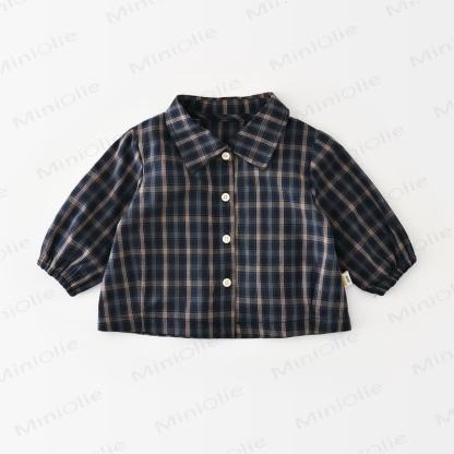Baby Toddler Navy Plaid Shirt or Bear Patch Overalls - Navy - 4-5T - image 3