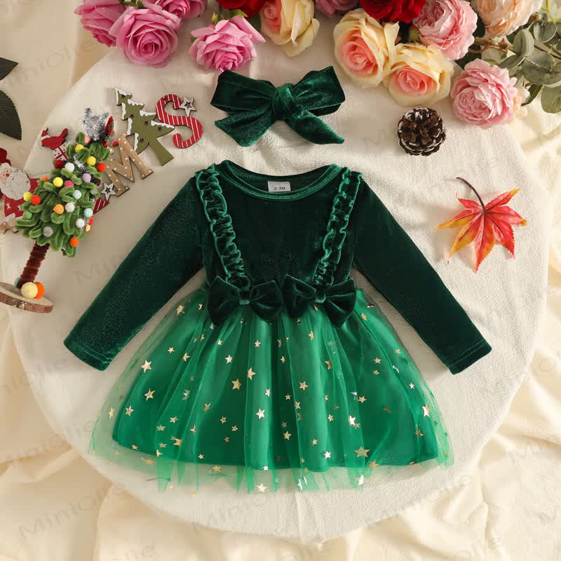 Baby Girl Velvet Butterfly Tulle Dress - Green - 12-18M - image 3