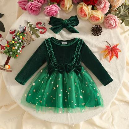 Baby Girl Velvet Butterfly Tulle Dress - Green - 12-18M - image 3