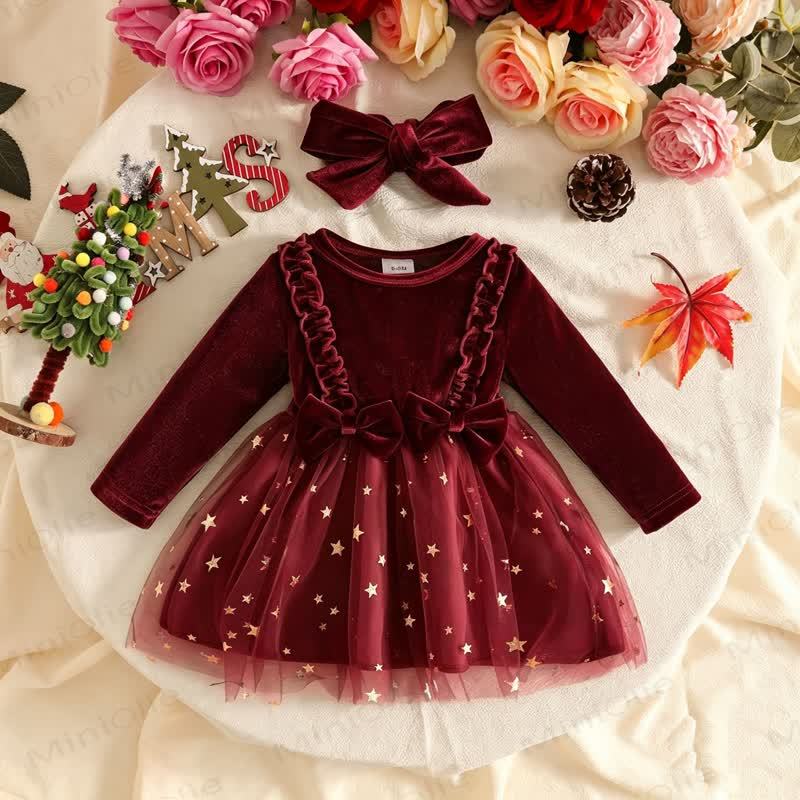 Baby Girl Velvet Butterfly Tulle Dress - Burgundy - 12-18M - image 4