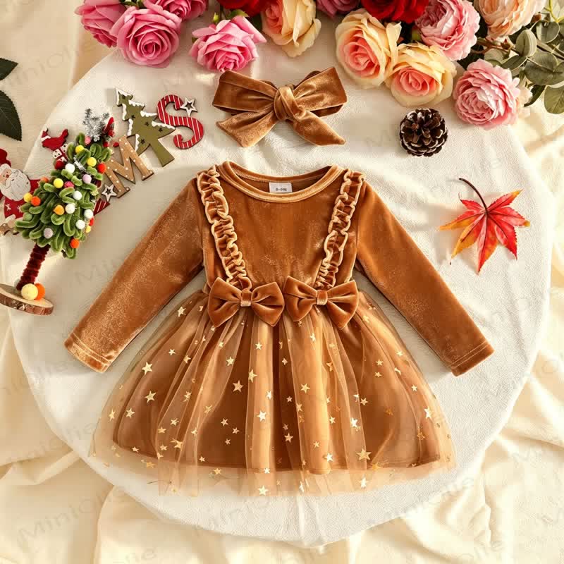 Baby Girl Velvet Butterfly Tulle Dress - Brown - 12-18M - image 5