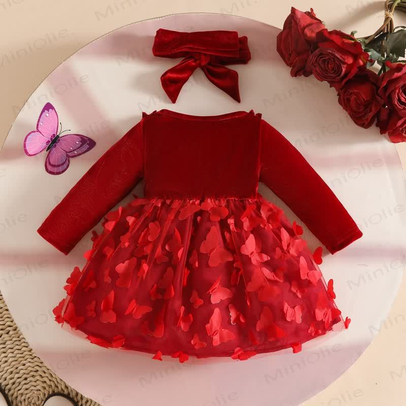 Baby Girl Velvet Butterfly Tulle Dress - image 6
