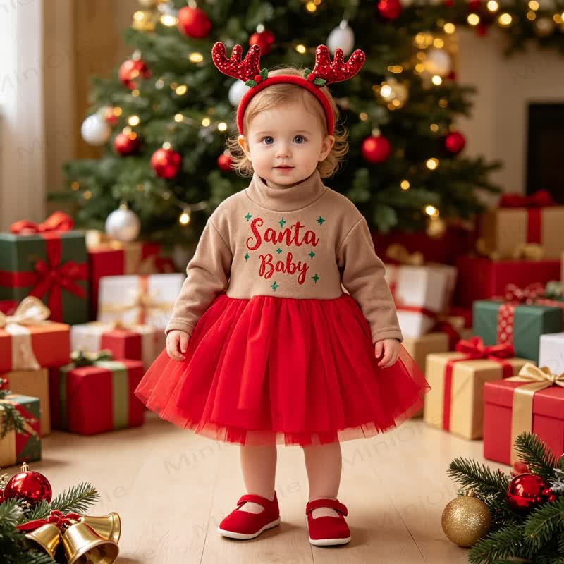 Baby Girl Turtleneck Tulle Christmas Dress - image 1