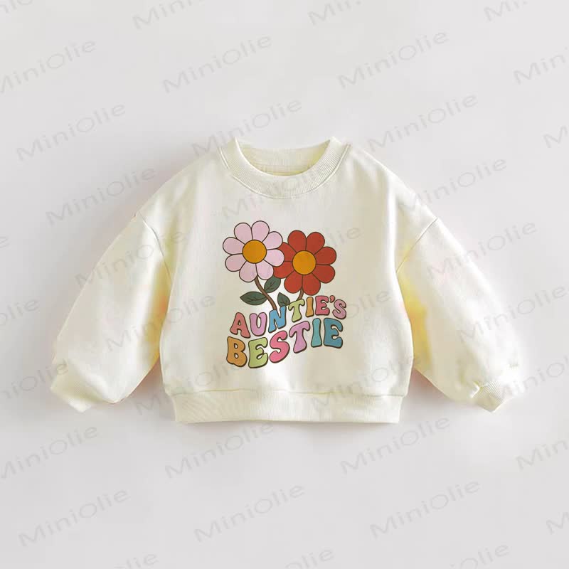 AUNTIE'S BESTIE Baby Toddler Flower Print Cream Sweatshirt - Cream - 3-5T - image 1