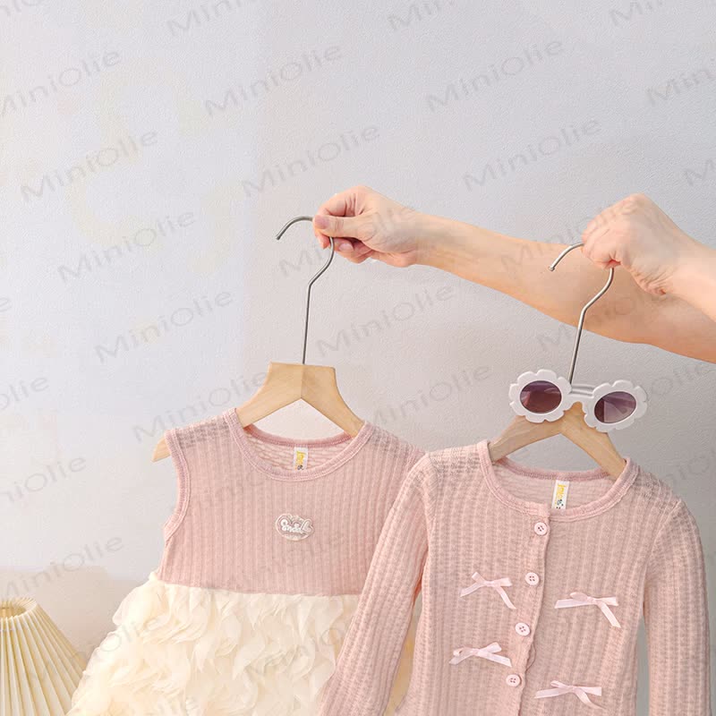 Baby Toddler Girl Pink Bow Knit Cardigan and Tulle Dress 2-piece Set - image 4
