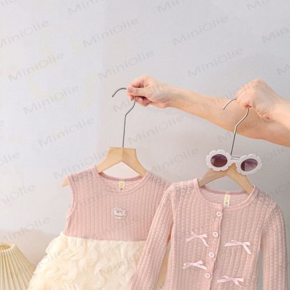 Baby Toddler Girl Pink Bow Knit Cardigan and Tulle Dress 2-piece Set - image 4