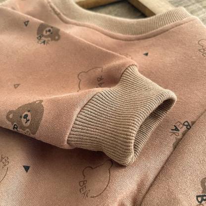 Baby Toddler Boy Bear Patch Sweatshirt and Overalls 2-piece Set - image 4