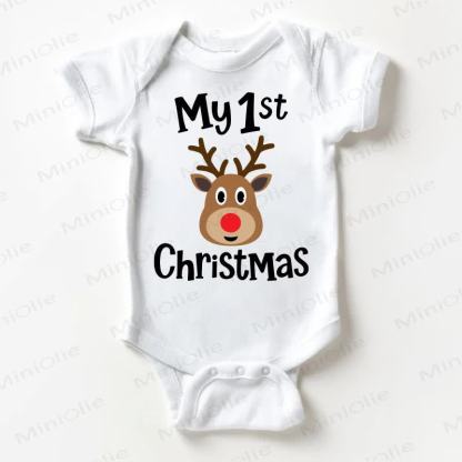 MY 1ST CHRISTMAS Baby Reindeer White Bodysuit - White - 18-24M - image 1