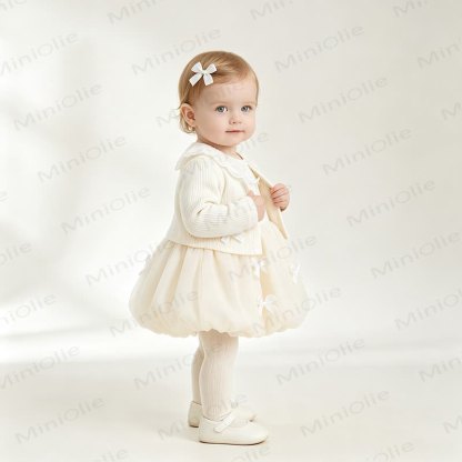 Baby Girl Lace Collar Bow Tulle Dress - image 1