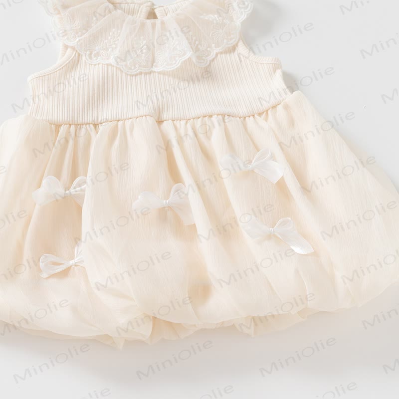 Baby Girl Lace Collar Bow Tulle Dress - image 5