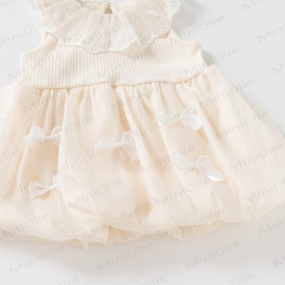 Baby Girl Lace Collar Bow Tulle Dress - image 5