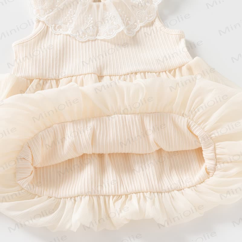 Baby Girl Lace Collar Bow Tulle Dress - image 7
