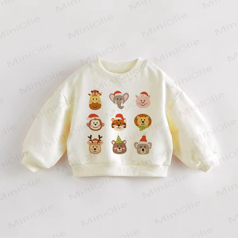 Baby Toddler Christmas Animal Cream Sweatshirt - Cream - 3-5T - image 1