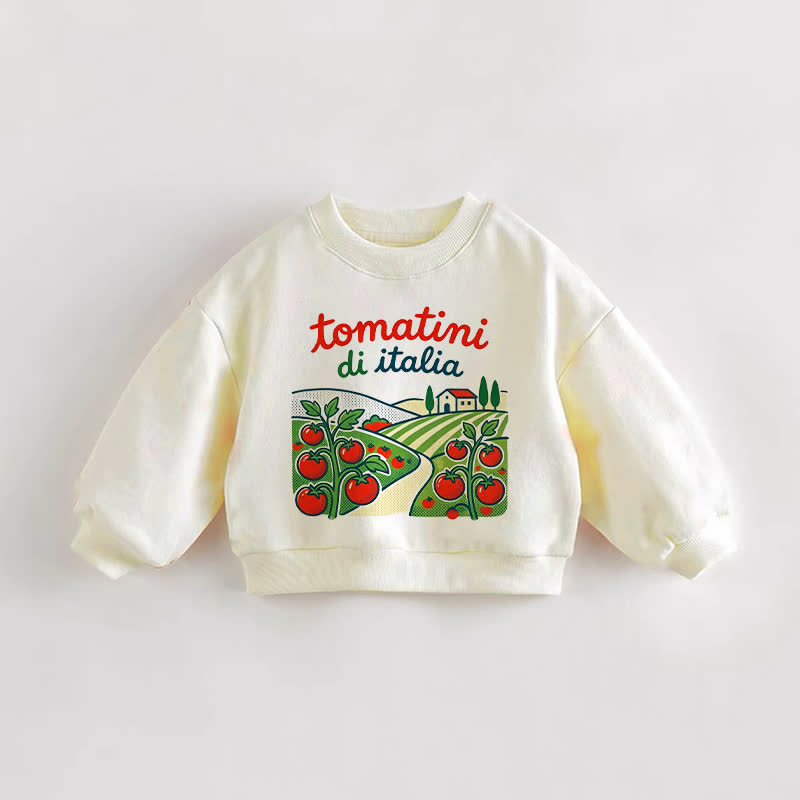 TOMATINI DI ITALIA Baby Toddler Tomato Print Cream Sweatshirt - Cream - 3-5T - image 1
