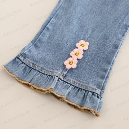 Toddler Baby Girl Tulle Bow Patch Top and Jeans 2-pieceSet - image 11