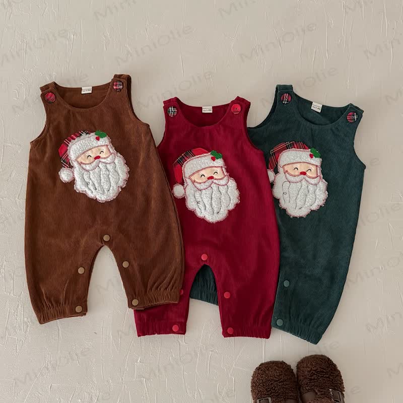 Baby Santa Corduroy Sleeveless Romper - image 3