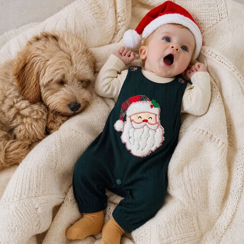 Baby Santa Corduroy Sleeveless Romper - image 15