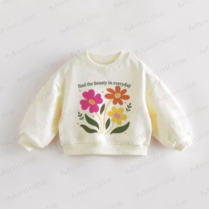 FIND THE BEAUTY IN EVERYDAY Baby Toddler Flower Cream Sweatshirt - Cream - 3-5T - image 1