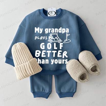 MY GRANDPA PLAYS GOLF BETTER THAN YOURS Baby Golf Sweatshirt 2-piece Blue Set - Blue - 2-3T - image 1