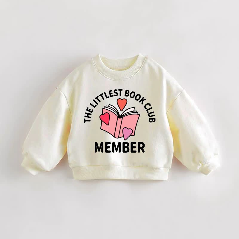 THE LITTLEST BOOK CLUB MEMBER Baby Toddler Book Print Cream Sweatshirt - Cream - 3-5T - image 1