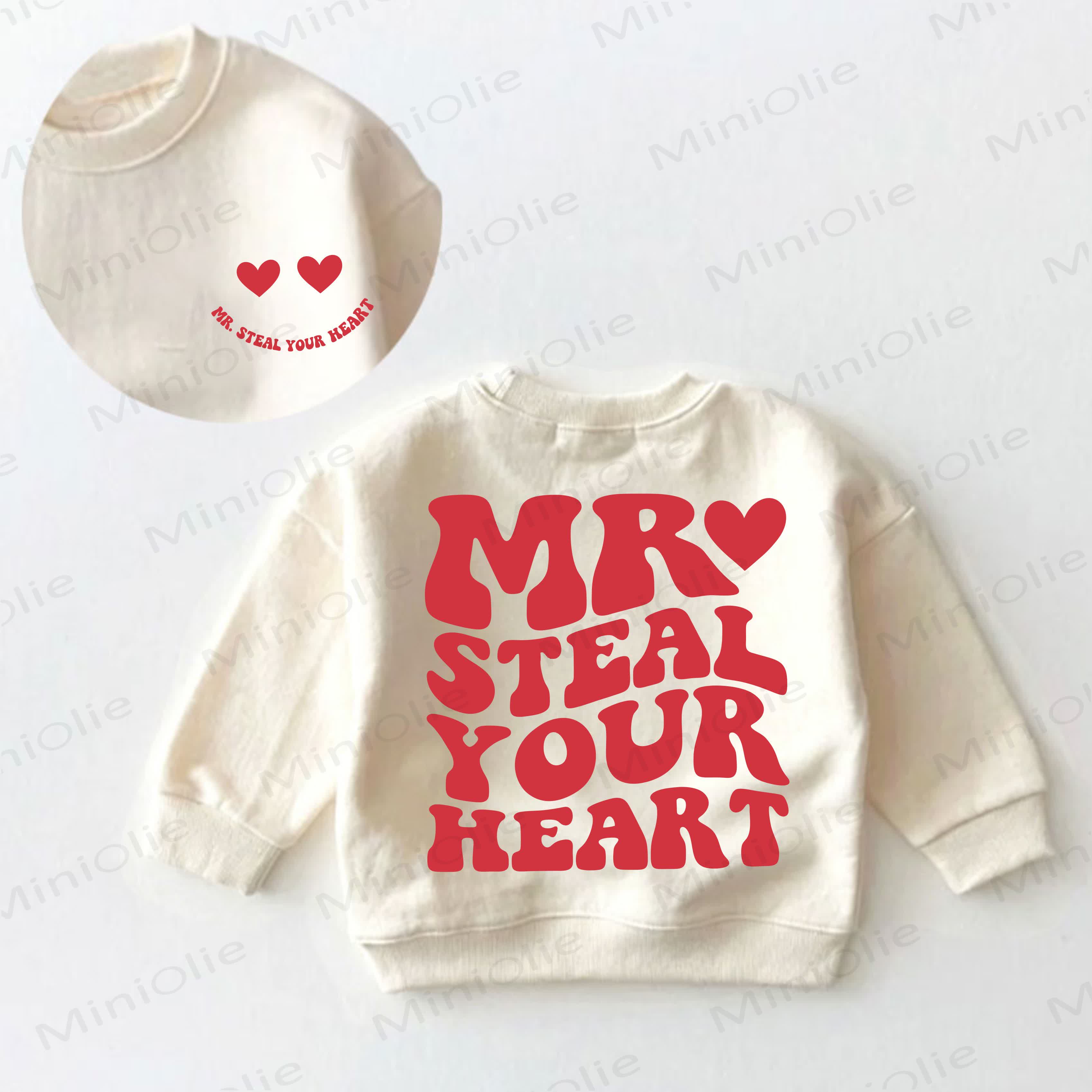 MR STEAL YOUR HEART Baby Toddler Love Smile Cream Sweatshirt - Cream - 3-5T - image 1