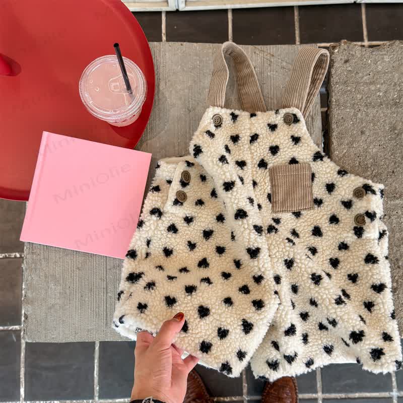 Toddler Adjustable Speckled Sherpa Overalls - Beige - 6-7T - image 2